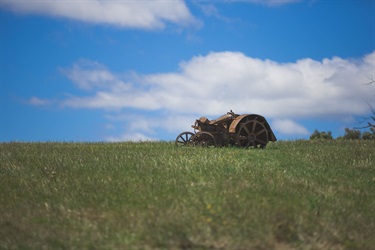 Tractor situated at top of hill